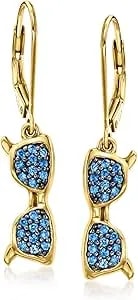 Ross-Simons 0.40 Ct. T.W. Sapphire Sunglasses Drop Earrings In 18kt Gold Over Sterling