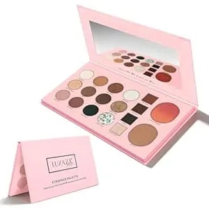 Luxaza Pro 5-In-1 Backed Eyeshadow Makeup Palette With Blush Bronzer Highlighter, Natural Nude Eye Shadow Palettes 18 Colors Matte Shimmer Glitter Tone Long Lasting Smudge-Proof, Ideal Gifts For Women