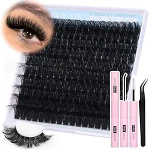 Coruscate Lash Clusters Kit 14-20mm Long Eyelash Clusters 180d Thick Lash Extension Kit Volume Cluster Eyelash Extensions Dramatic False Eyelashes Strips Lash Bond And Seal Lash Tweezers