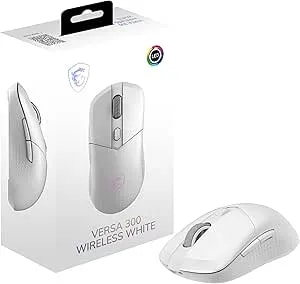 Msi Versa 300 Wireless White Gaming Mouse, 8000 DPI, 30M+ Clicks Kailh Switch, Optical Sensor, Ergonomic Ambitextrous Hand Design, RGB Light