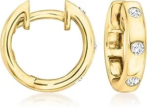 Ross-Simons 0.20 Ct. T.W. Diamond Hoop Earrings In 18kt Gold Over Sterling