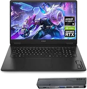 Hp Omen 17.3 Rtx 5070 Ai Gaming Laptop, 17.3" Fhd 144hz, Amd Ryzen Ai 9 365, 32gb ddr5 Ram, 1tb Ssd, Rgb Backlit Kb, Low Blue Light, Bundle With Thunderobot 7 In-1 Usb-C Hub, Windows 11 Pro