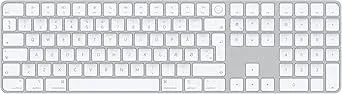 Apple Magic Keyboard With Touch ID And Numeric Keypad: Wireless, Bluetooth, Rechargeable. Works With Mac Computers With Apple Silicon; Danish - White Keys