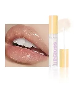 Glitter Tinted Lip Gloss,Hydrating & Moisturizing Lip Plumper For Women, Long Lasting Shimmer Lip Oil,Lightweight Formula For Lipgloss Color And Shine Makeup Gift For Women, Teen Girl-02 Clear Shimmer