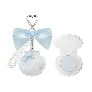 Flower Knows Shell'S Jewel Highlighter Balm,Cute Bag Charms Keychain Purse,Glitter Pearly Highlighters Makeup,Natural Glow Finish,Long Lasting & Smooth Gliding Gift(Blue Tears)