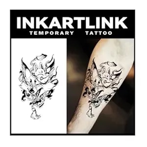Inkartlink Tattoo Tech, 2 Sheets Large Semi Permanent Tattoo, Adult Art Design Temporary Tattoos, Lasts 1-2 Weeks, Waterproof, Realistic Look, No Adhesive, No Reflection (Fox Design)
