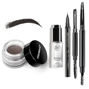 Cosmetics Pigment Activator,Mixing Liquid Eyebrow Pomade Pencil Kit For Eyebrows Makeup, With Waterproof Eyebrow Pencil,Dual-Ended Eyebrow Brush,Eyebrow Pomade-Dark Brown