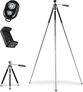 Kodak Photogear 42” Tripod - 8-Section Aluminum Stainless Steel Tripod W/Bluetooth Remote, Telescoping Leg-Lock Height Adjustment, 360° Ball Head, Rubber Feet, Smartphone Adapter E-Guide & Carry Case