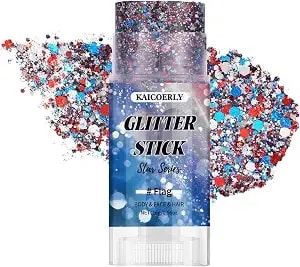 Red White Blue Face Body Glitter Stick, Chunky Sequins Body Face Glitter For Women, Sparkle Patriotic Pride Glitter Makeup For Memorial Day, 4th Of July Accessories, Usa 250th Anniversary