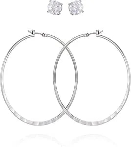 Guess Women'S Hoop Ear With Crystal Stud, Gold, One Size