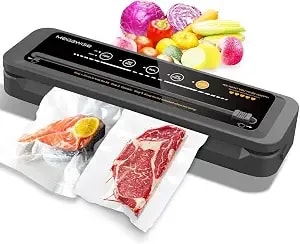 Megawise Vacuum Sealer Machine - 80kpa Suction Power - Vac Seal Machine - Bags And Cutter Included - Compact One-Touch Automatic With External Vacuum System - Dry Moist Fresh Modes For All Saving Needs