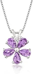 Ross-Simons 1.00 Ct. T.W. Amethyst Flower Pendant Necklace In Sterling Silver. 18 Inches