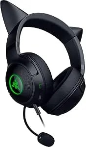 Razer Kraken Kitty v2 Usb Wired Rgb Headset: Chroma Kitty Ears - Stream Reactive Lighting - Hyperclear Cardioid Mic - Triforce 40 Mm Drivers - 7.1 Surround Sound - Classic Black (Renewed)