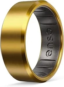 Enso Rings Hybrid Rings - Durable Brushed Outer Metal - Comfortable And Premium Inner Silicone