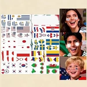10 Sheets World Country Flag Temporary Tattoos Mixed Styles World Flag Fake Tattoos Stickers Country Flags Face Tattoos Multicultural Travel Aviation Face Tattoo Waterproof Stickers For Women