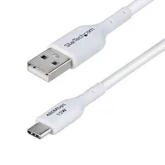 Startech.Com 10ft (3m) Usb-A To Usb-C Charging Cable, Charge & Sync, 3a, Usb 2.0, Tpe Jacket, White Usb Charging Cord