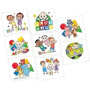 Cocomelon Magic Tattoos - 2" X 1.75" - Easy To Use Temporary Tattoos, Ideal Party Favor For Birthday Bashes, Themed Celebrations & More - Pack Of 8