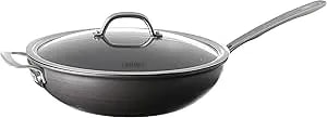 Viking Non Stick Chef Pan, 12 Inch Hard Anodized Nonstick Saute And Frying Pan With Glass Lid, Dishwasher And Oven Safe, Induction Ready, Matte Black