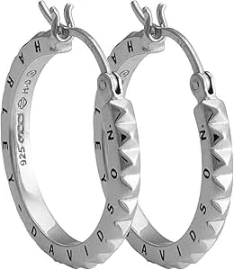 Harley-Davidson Women'S Pyramid Stud Medium Hoop Earrings - Stainless Steel