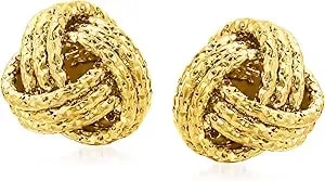Ross-Simons Italian 14kt Yellow Gold Textured Love Knot Stud Earrings