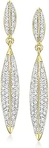 Ross-Simons 0.50 Ct. T.W. Diamond Oval Drop Earrings In 18kt Gold Over Sterling