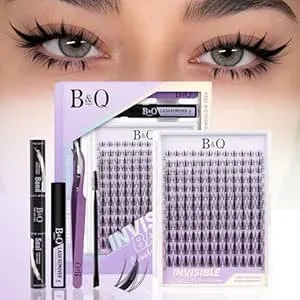 B&Q Fairy Lash Clusters Kit - Diy Lash Extension Kit At Home Beginner-Friendly Manga Lashes, 144pcs 8-18mm Wispy Clusters With 0.3mm Invisible Band & Waterproof, Salon Look For Daily Work & Parties