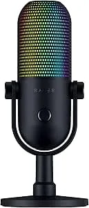 Razer Seiren V3 Chroma RGB USB Microphone: Stream & Game Reactive Lighting - Tap-To-Mute Sensor - Condenser Mic - Digital Gain Limiter & Shock Absorber - PC, Discord, OBS Studio, Xsplit - Black