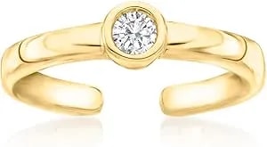 Ross-Simons 0.10 Carat Bezel-Set Diamond Toe Ring In 18kt Gold Over Sterling. Size 4