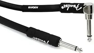 Fender Professional Series Instrument Cable, Guitar Cable, Guitar Accessories, Straight/Angle, Black, 25ft