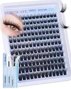 Coruscate Lash Clusters Kit Wispy Eyelash Clusters 3d Volume Lashes Spikes Cluster Eyelash Extensions Light Hybird Lash Extensions Kit 12-18mm Mixed Lengths Full Look Diy Individual Lashes