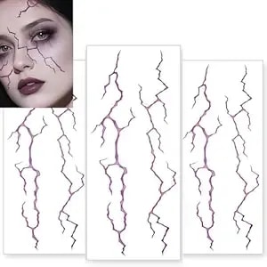 Purple Halloween Temporary Tattoo,Waterproof Temporary Tattoo,Halloween Party Favors, Party Tattoo,Halloween Cosplay 3pcs