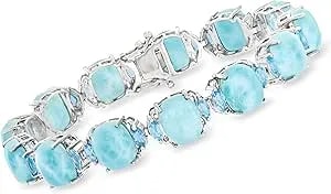 Ross-Simons Larimar And 3.80 Ct. T.W. Swiss Blue Topaz Bracelet In Sterling Silver