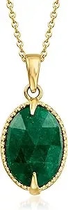 Ross-Simons 5.00 Carat Emerald Pendant Necklace In 18kt Gold Over Sterling. 18 Inches