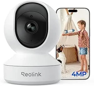Reolink 4MP 2K Indoor Camera E1, Plug-In Wireless Wifi 6 Security Camera, 360 Degree Pet Camera With Phone App, Baby Monitor With Person/Pet/Cry Detection, Night Vision, 2-Way Talk, Local Storage
