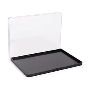 Large Empty Magnetic Eyeshadow Palette With Clear Top, Travel Makeup Organizer With 40pcs Adhesive Metal Stickers For Diy Your Own Powder Palette (Large Palette - 7.87”x5.51”)