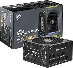 MSI MAG A750GLS PCIE5, Fully Modular Compact Gaming 750W Power Supply, 80+ Gold, ATX 3.1 & Pcie 5.1 Ready, Native Dual-Color 12V-2x6 Cable, Low-Noise, Embossed Jacket Cables, 10 Year Warranty