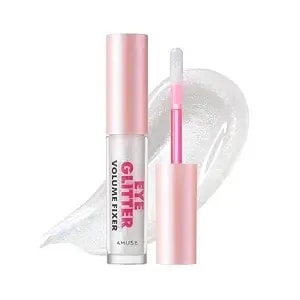 Amuse Seoul Eye Glitter Volume Fixer 01 Glass - Liquid Glitter Eyeshadow, Shimmer Metallic, Lightweight Pearl Finish, Under Eye Shadow, Vegan, Korean Makeup