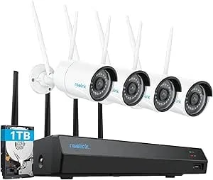 Reolink 5MP Security Camera System, 5/2.4GHz Dual-Band Wi-Fi, 16CH NVR With 1TB HDD, Expandable To 8TB, Full Metal Material Plug-In Cameras, Smart Detection, 24/7 Recording, RLK12-500WB4
