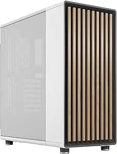 Fractal Design North Chalk White - Genuine Oak Wood Front - Mesh Side Panels - Two 140mm Aspect Pwm Fans Included - Type C Usb - Atx Airflow Mid Tower Pc Gaming Case