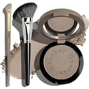 Cool Toned Contour Palette With Mirror, Taupe Grey Contour Powder For Pale Light Cool Toned Skin, Nose Contouring Bronzer Powder With Nose Face Brush