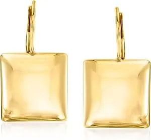 Ross-Simons Italian 18kt Gold Over Sterling Square Drop Earrings