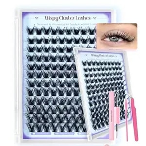120pcs Manga Lash Clusters Kit, Bunny Spiky Fairy Eyelashes Clusters Extensions 10-18mm, Individual Natural Fluffy Wispy Diy Lash Extension Kit Waterproof Glue Bond And Seal, Tweezers, Brush