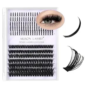 Arison Lashes Cluster Lashes With Spikes, Spiky Manga Lash Clusters & 100d Volume Individual False Eyelashes For Dramatic Diy Eye Makeup, Cosplay Party Photo Looks, 10-20mm Mix