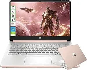 Hp 14 Inch Elite Laptop 2026, Intel 4-Core, Copilot Ai, 11h Battery Life&Hp Fast Charge, Micro-Edge Bezel Display, Thin Portable Design, Windows 11 With 1-Year Microsoft 365, Pale Rose Gold, Le Bundle