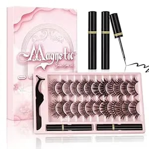 Magnetic Eyelashes Natural Look, 12 Pairs Magnetic Lashes No Glue, Reusable False Eyelashes With Tweezers