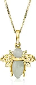 Ross-Simons Jade Bumblebee Pendant Necklace In 18kt Gold Over Sterling