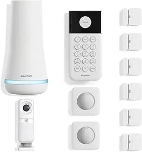 Simplisafe 11 Piece Wireless Home Security System Gen 3 With Wireless Indoor HD Camera - Optional 24/7 Professional Monitoring - No Contract - Compatible With Alexa And Google Assistant,White