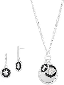 Harley-Davidson Women'S Star Charm Necklace & Earring Set, Sterling Silver