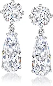 Ross-Simons Sterling Silver-Plated Drop Earrings With 8.20 Ct. T.W. Czs