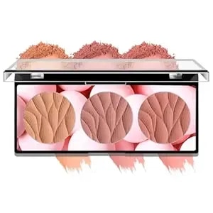 3-Color Leaf Blush Palette For Cheeks, Smooth Buildable Powder Blush, Long Lasting Waterproof Sweatproof Blush Makeup, Lightweight Travel Size, Vegan Cruelty-Free Makeup Gift (#02 Set)